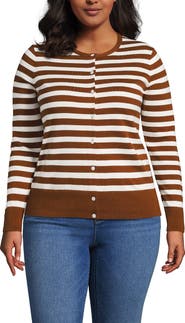 Lands' End Plus Size Fine Gauge Cotton Cardigan Sweater
