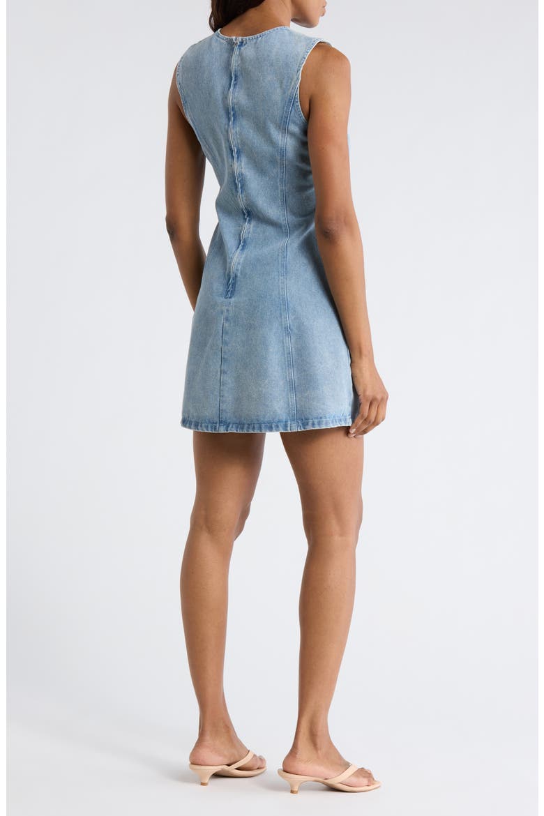 Sleeveless Fit & Flare Denim Minidress, Alternate, color, DENIM