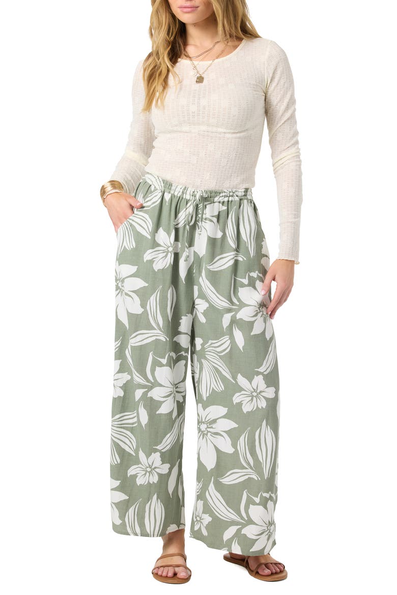 Rosalie Floral Wide Leg Ankle Pants, Alternate, color, SEA SPRAY