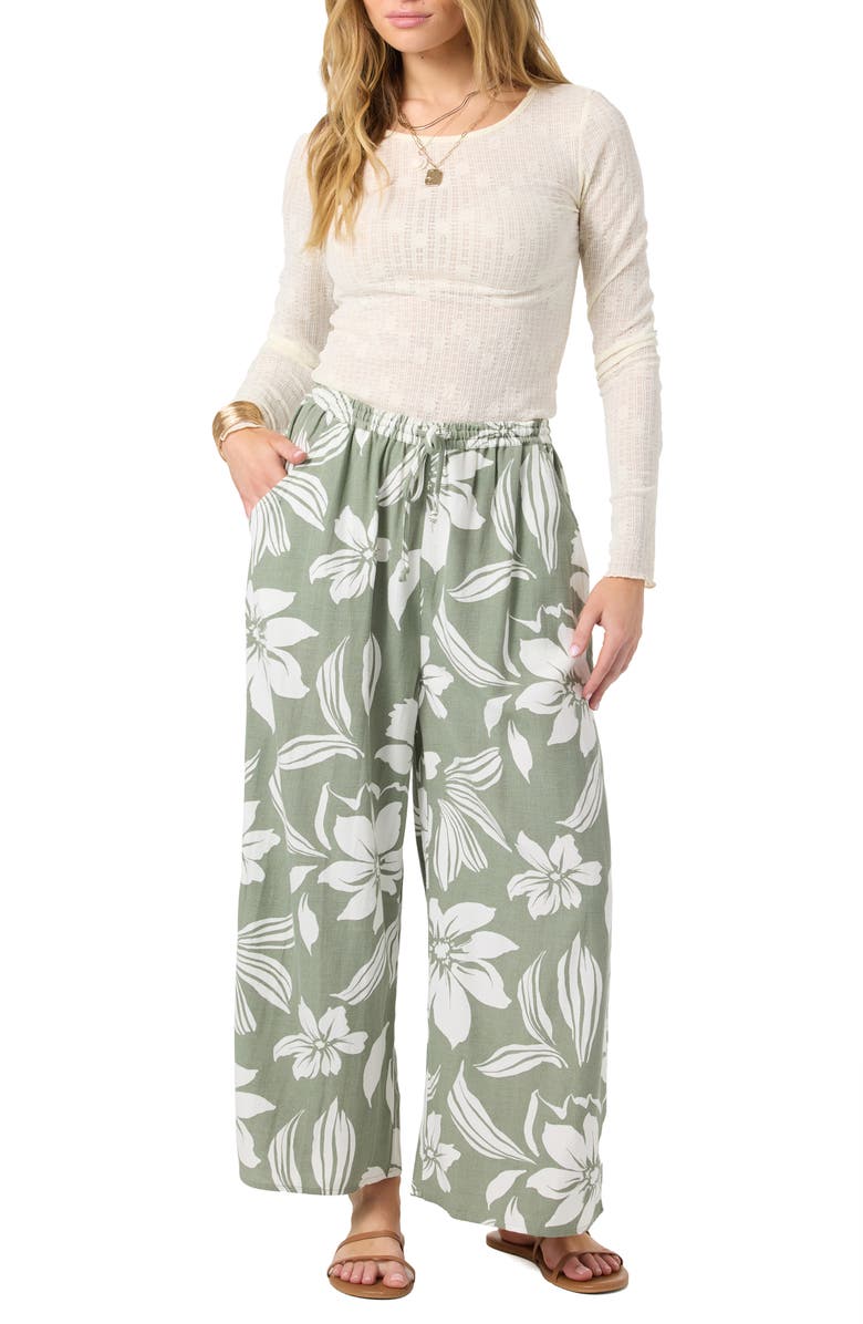 O'Neill Rosalie Floral Wide Leg Ankle Pants, Alternate, color, Sea Spray
