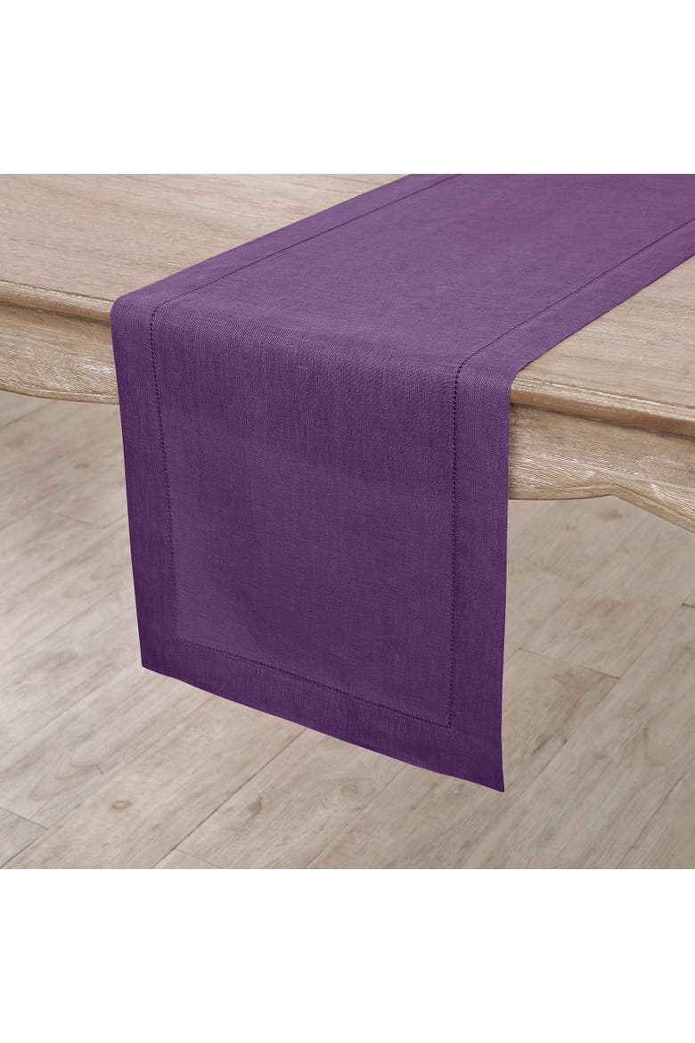 Linen Table Runner - Classic Hemstitch, Main, color, Purple