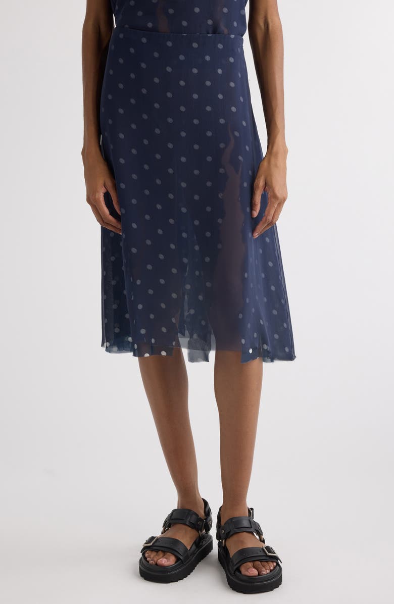 Acne Studios Iranee Polka Dot Georgette Skirt, Main, color, Navy/ White