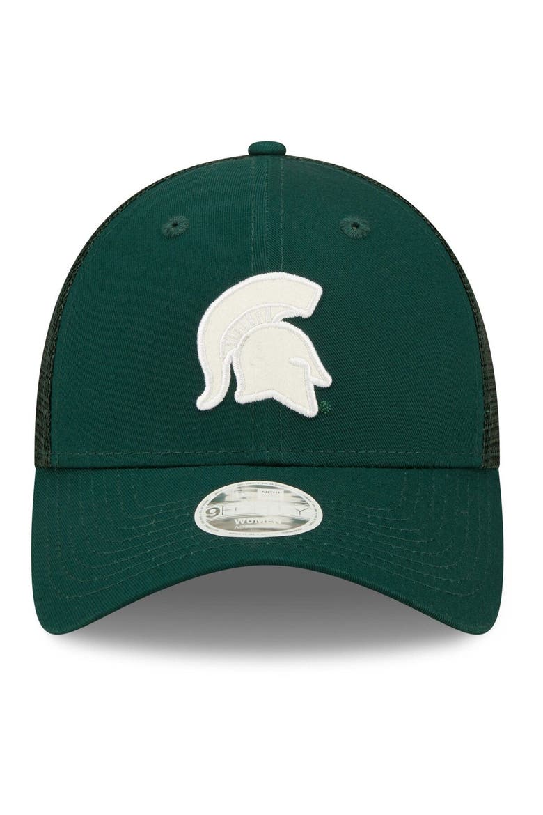 Women's New Era Green Michigan State Spartans 9FORTY Logo Spark Trucker Snapback Hat, Alternate, color, Green