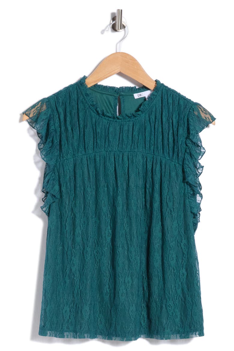 Flutter Sleeve Lace Top, Alternate, color, MEDITERRANEA