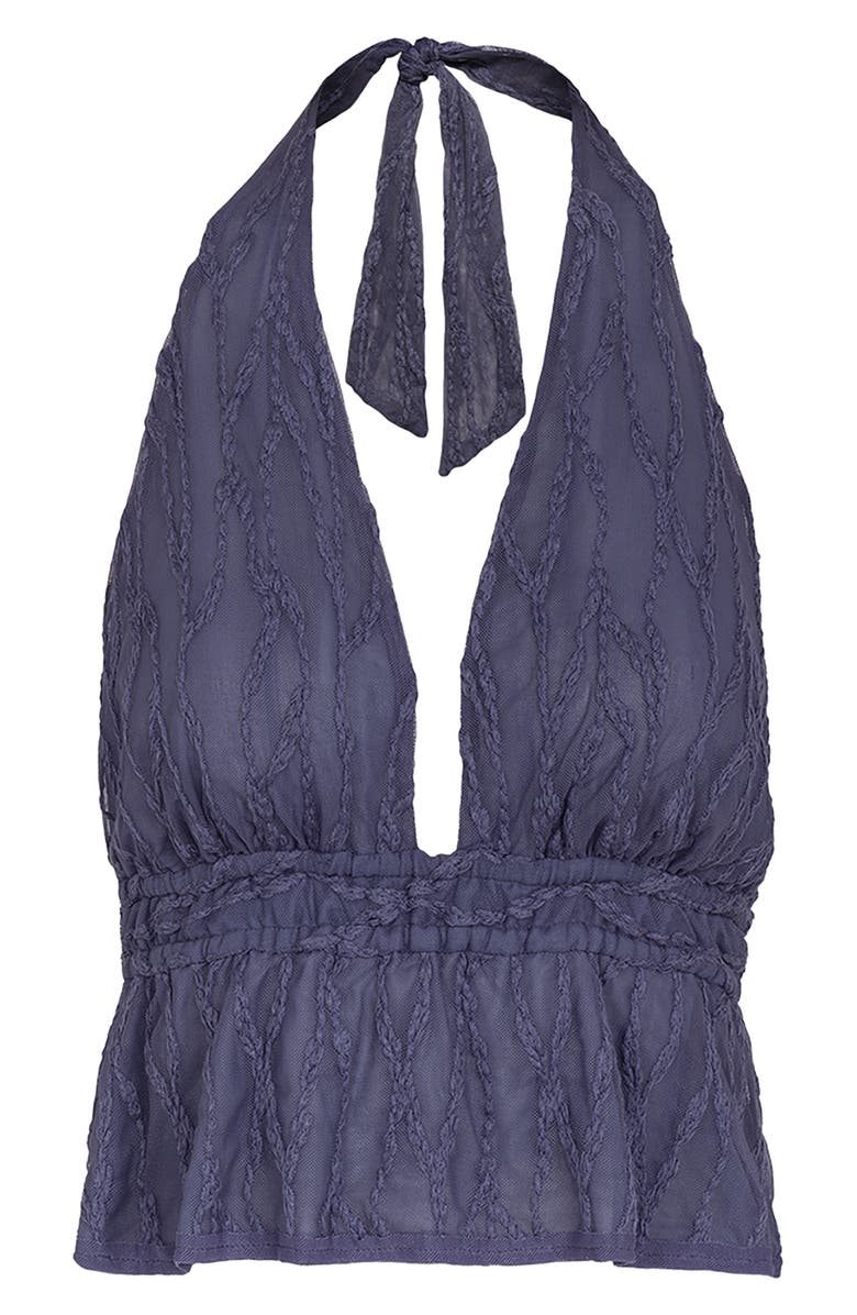 ViX Paula Hermanny Quinn Embroidered Mesh Halter Neck Top, Alternate, color, Blue