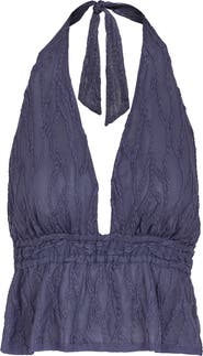 ViX Paula Hermanny Quinn Embroidered Mesh Halter Neck Top