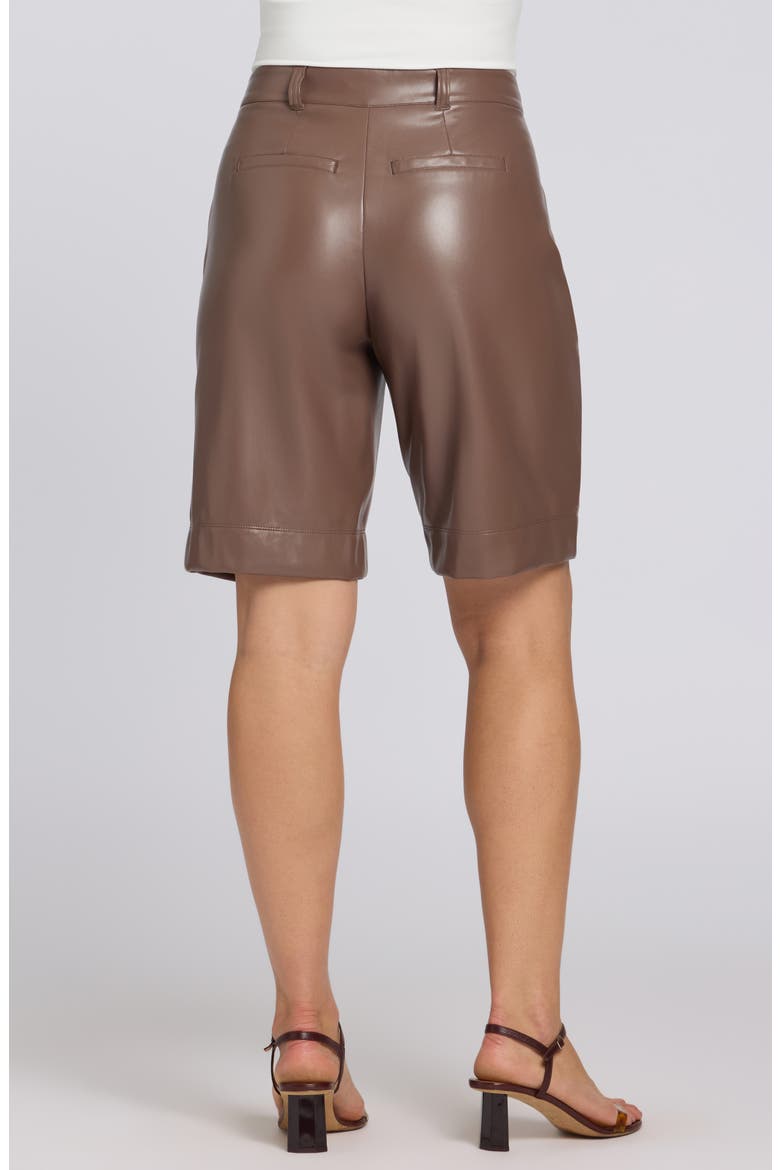 Relaxed Faux Leather Bermuda Shorts, Alternate, color, DEEP TAUPE