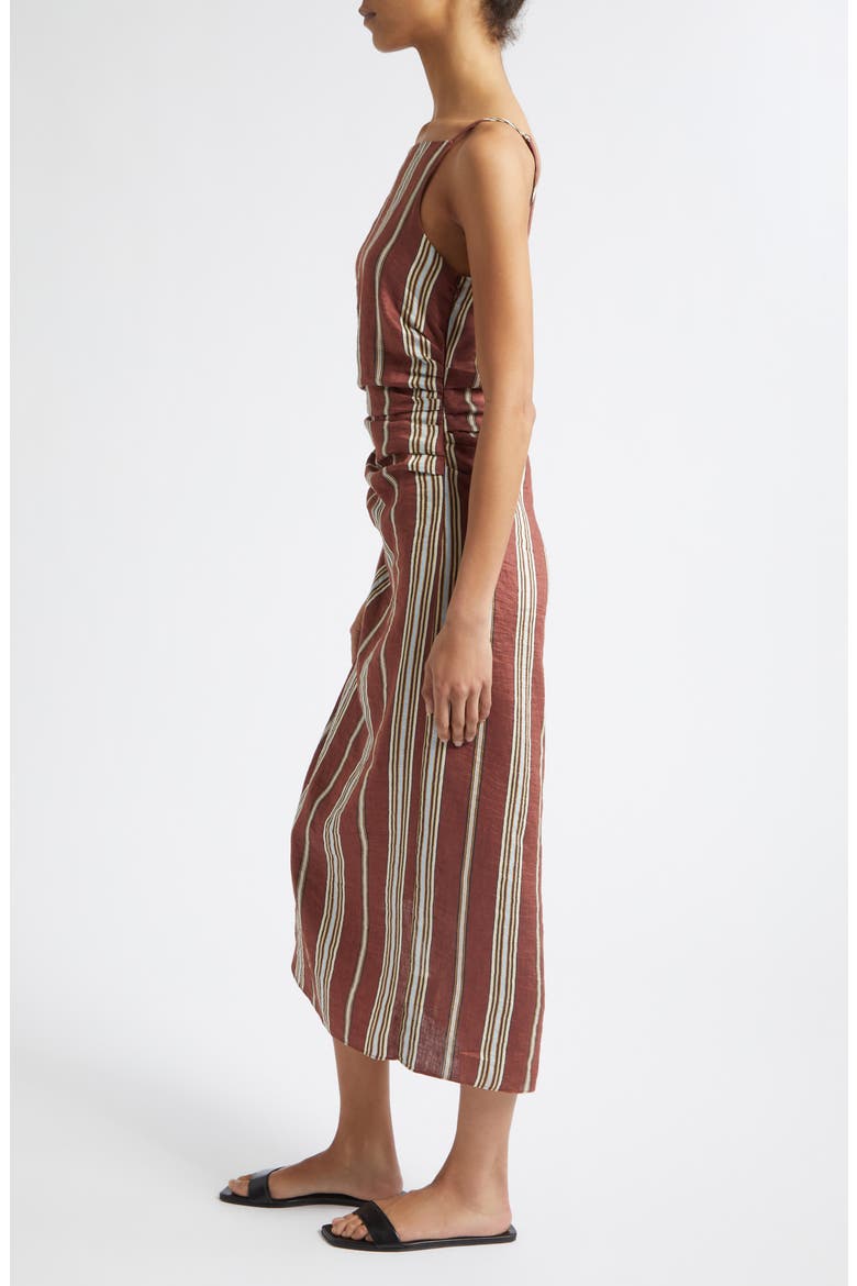 Naomi Stripe Linen Blend Dress, Alternate, color, BRUNETTE MULTI