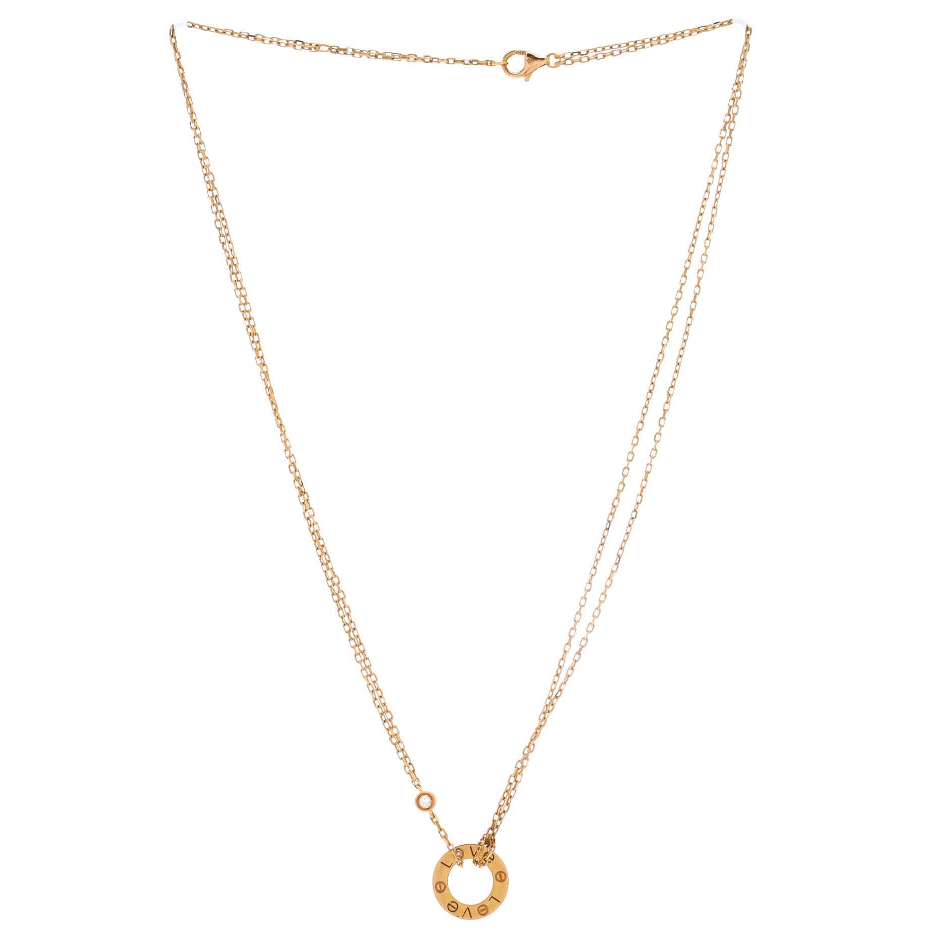 2 Diamonds Love Pendant Necklace 18K Rose Gold and Diamonds, Alternate, color, Metallic Gold