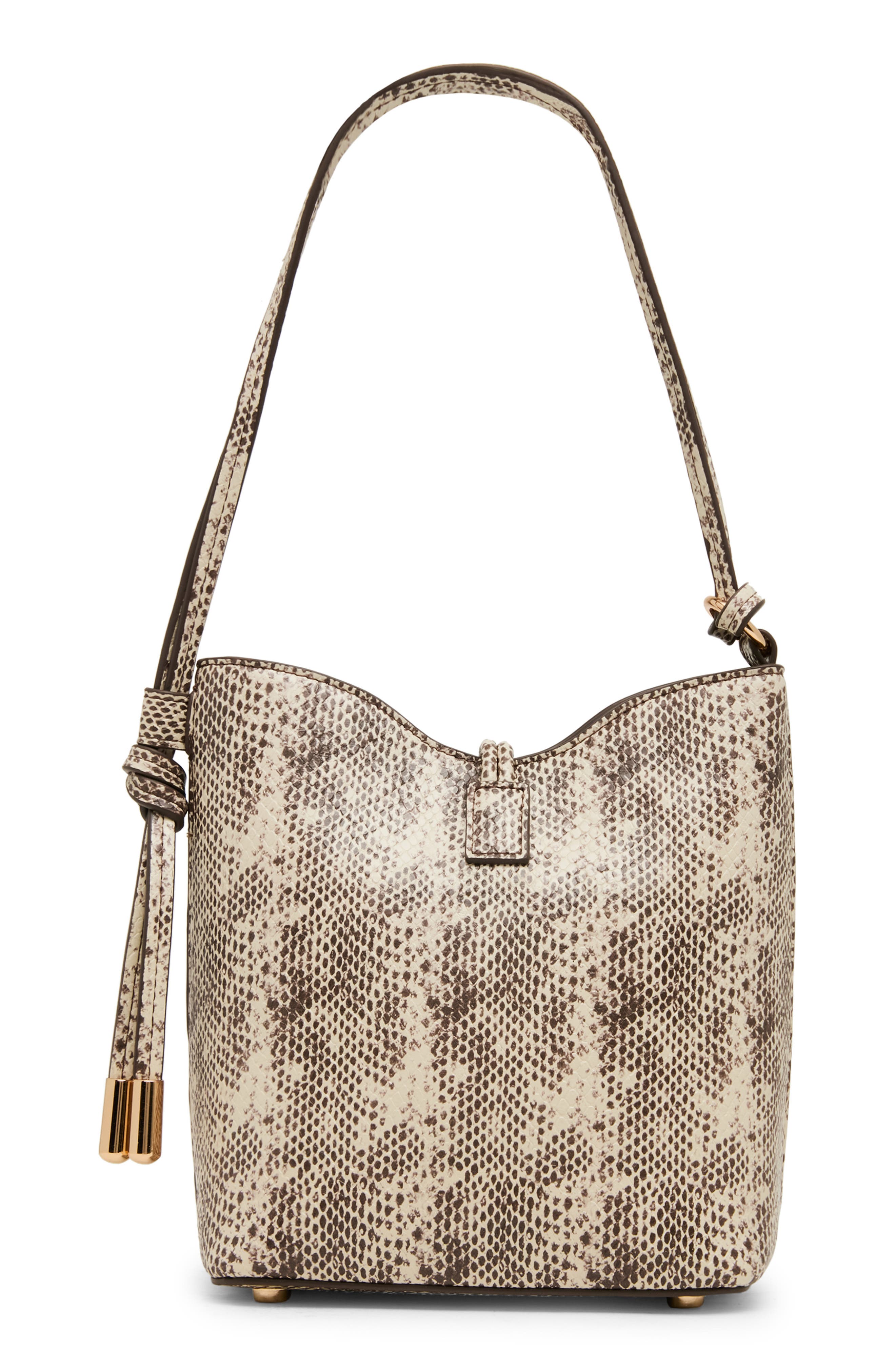 Snakeskin Embossed Faux Leather Small Bucket Bag, Alternate, color, MULTI
