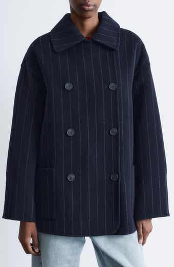 & Other Stories Chalk Stripe Wool Blend Cocoon Jacket
