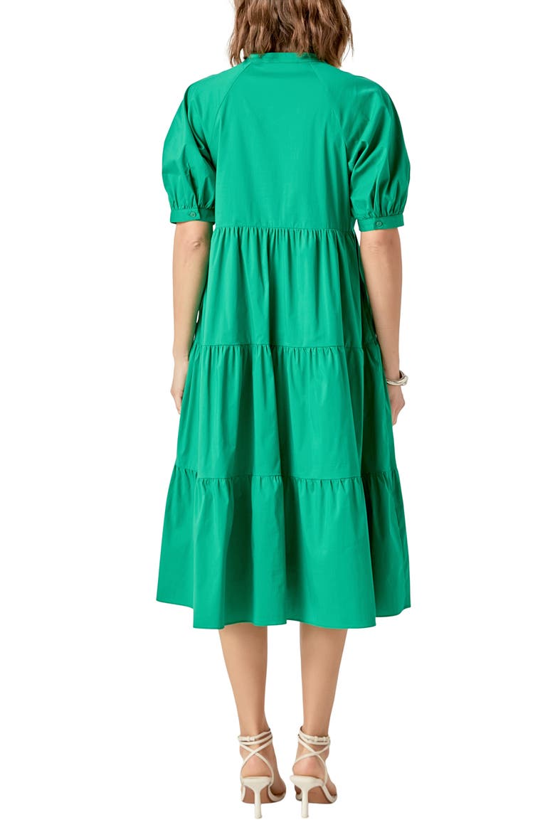 Puff Sleeve Dress, Alternate, color, KELLY GREEN