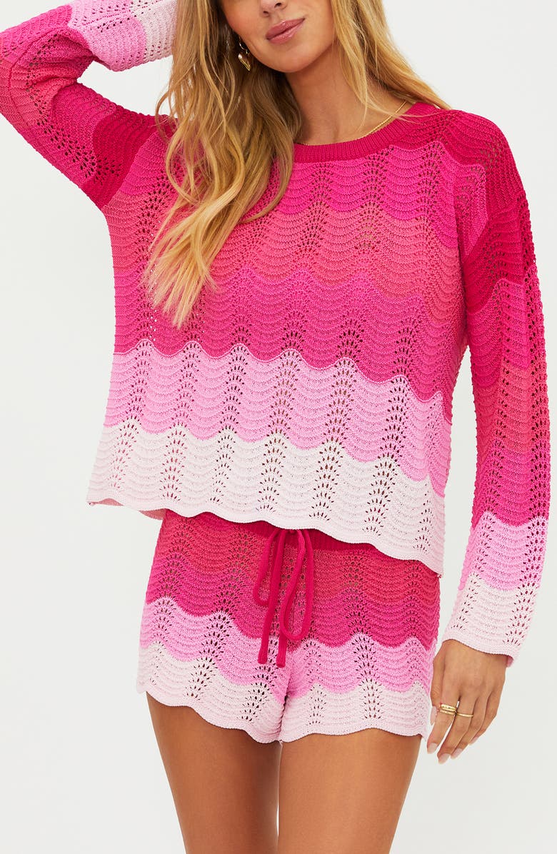 Beach Riot Beach Cover-Up Sweater, Main, color, Electric Pink