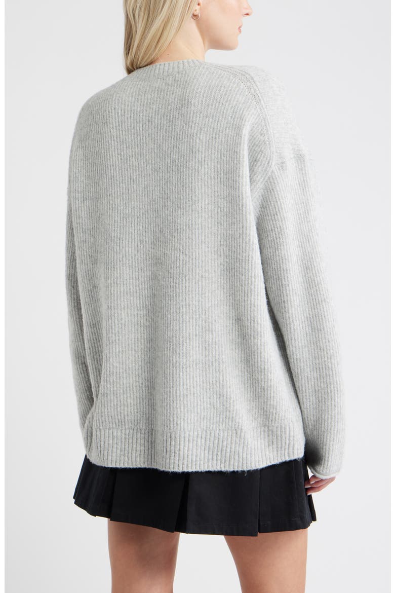 Fuzzy Oversize Sweater, Alternate, color, GREY SOFT HEATHER