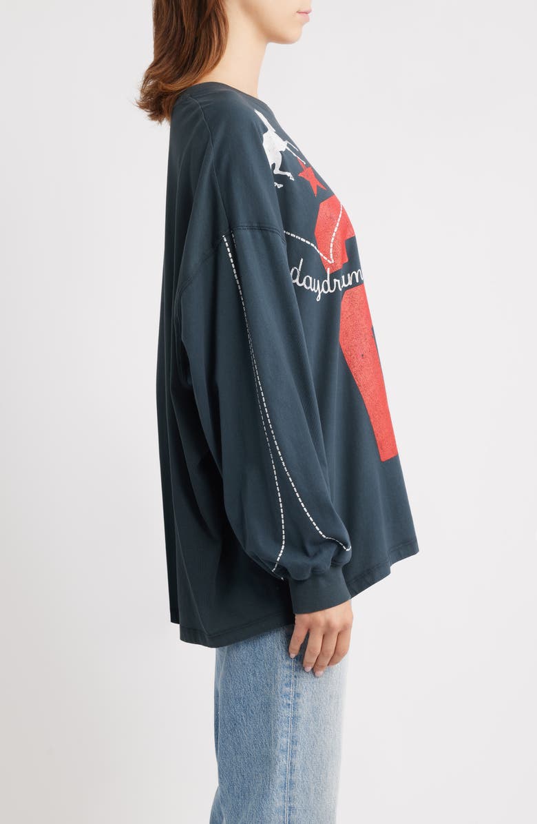 Daydreamer Los Angeles 25 Oversize Long Sleeve Cotton Graphic T-Shirt, Alternate, color, Vintage Black