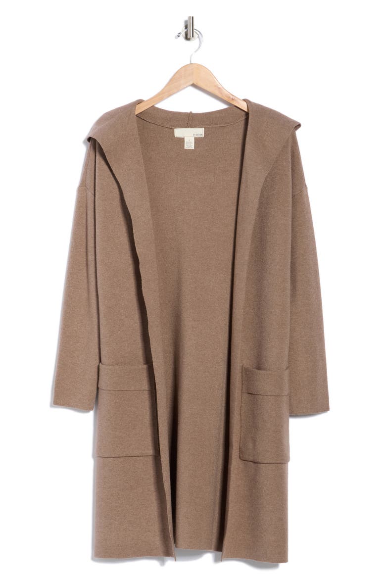 Andrea Hooded Long Cardigan, Alternate, color, TAPIOCA HEATHER