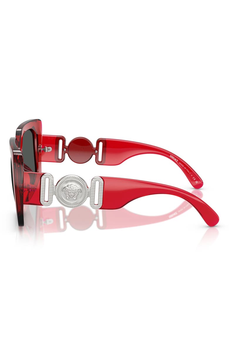 Versace 55mm Square Sunglasses, Alternate, color, Transparent Red