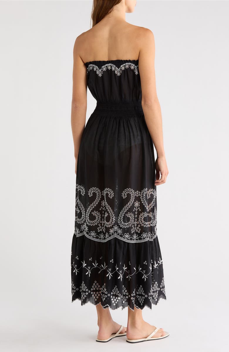 Ramy Brook Blaire Strapless Maxi Dress, Alternate, color, Black / White Eyelet