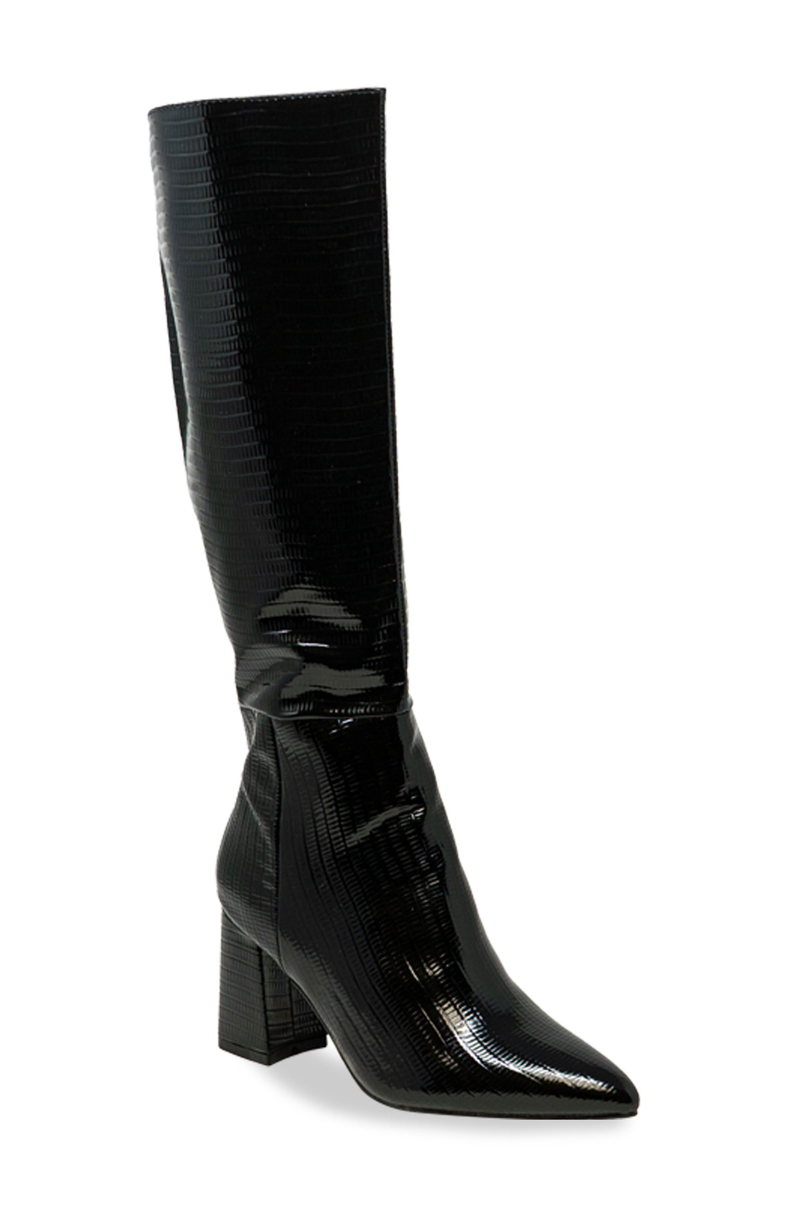 CHASE AND CHLOE Croc Embossed Knee High Boot