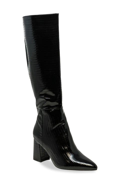 Croc Embossed Knee High Boot (Women)
