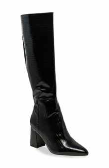 CHASE AND CHLOE Croc Embossed Knee High Boot