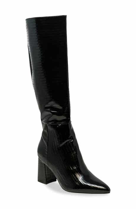 CHASE AND CHLOE Croc Embossed Knee High Boot