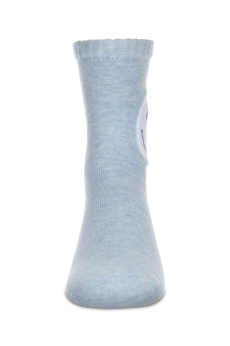 Fuzzy Smiley Face Crew Socks, Alternate, color, Blue