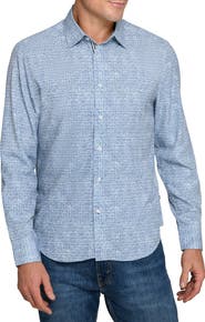 Brooklyn Brigade Diagonal Squares Print Woven Long Sleeve Basic