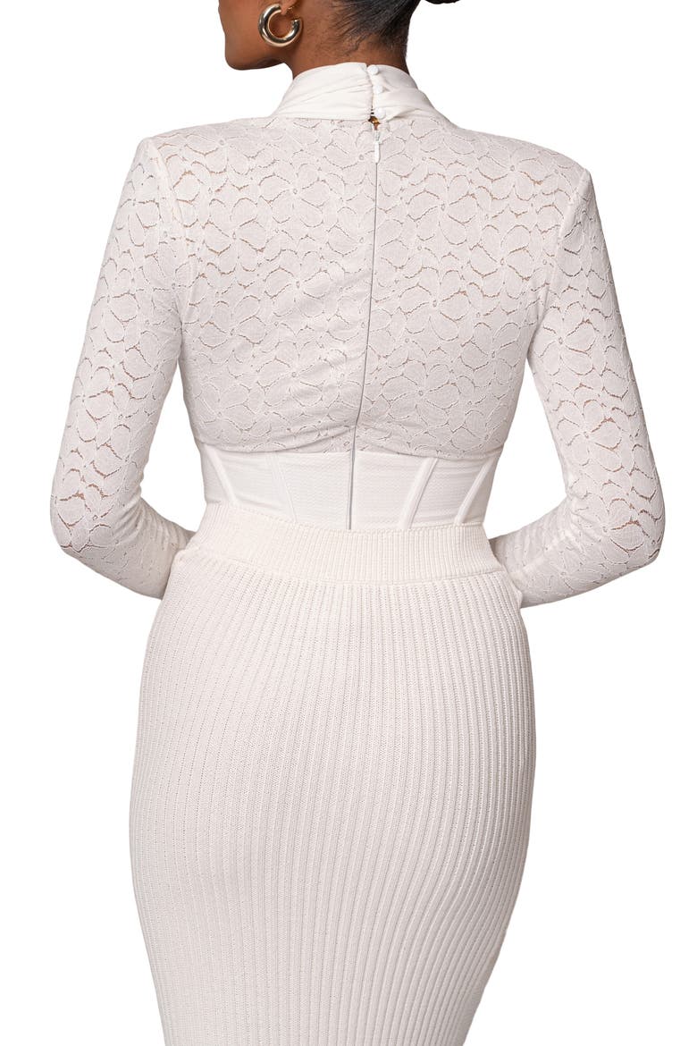 Spanish Banks Asymmetric Long Sleeve Bodysuit, Alternate, color, WHITE