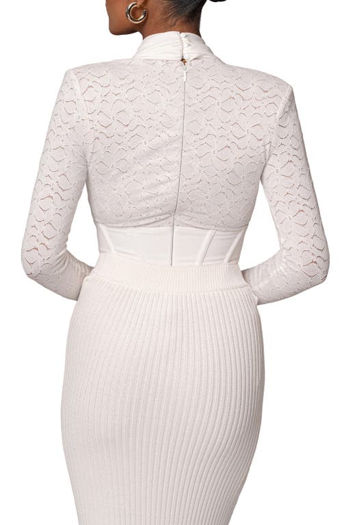 Jluxlabel Spanish Banks Asymmetric Long Sleeve Bodysuit In White