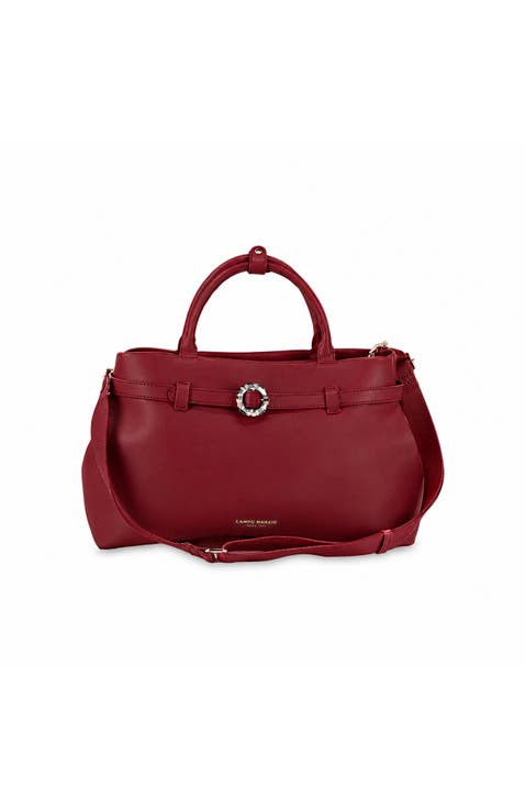 Twist Satchel Handbag with Top Handles & Adjustable Crossbody Strap