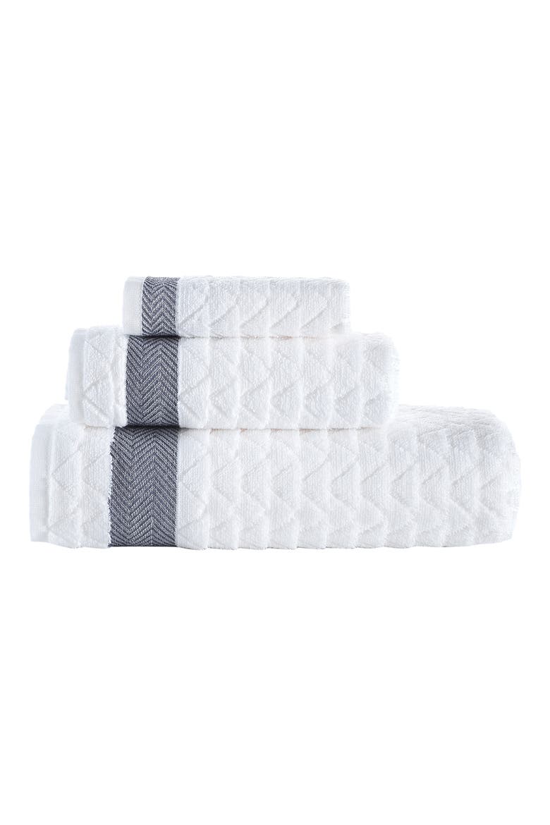 Herringbone 3-Piece Towel Set, Main, color, WHITE