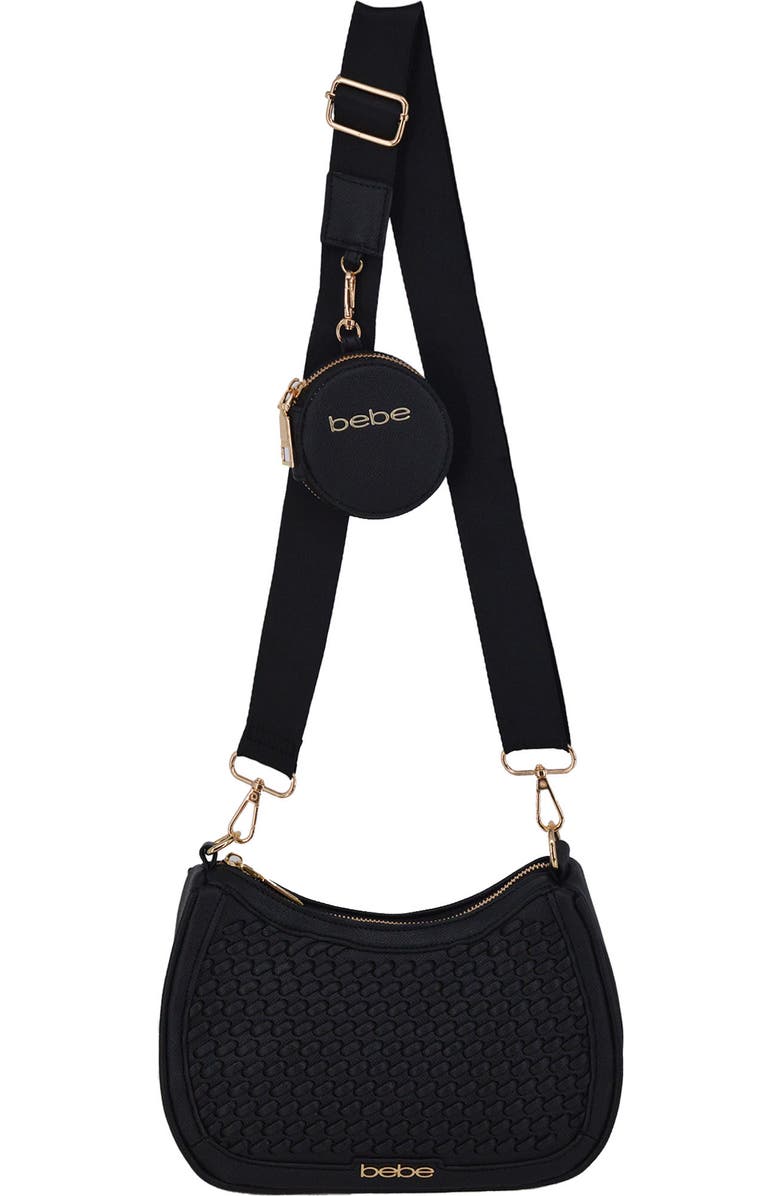 bebe Katriel Crossbody Bag with Zip Pouch, Main, color, Black
