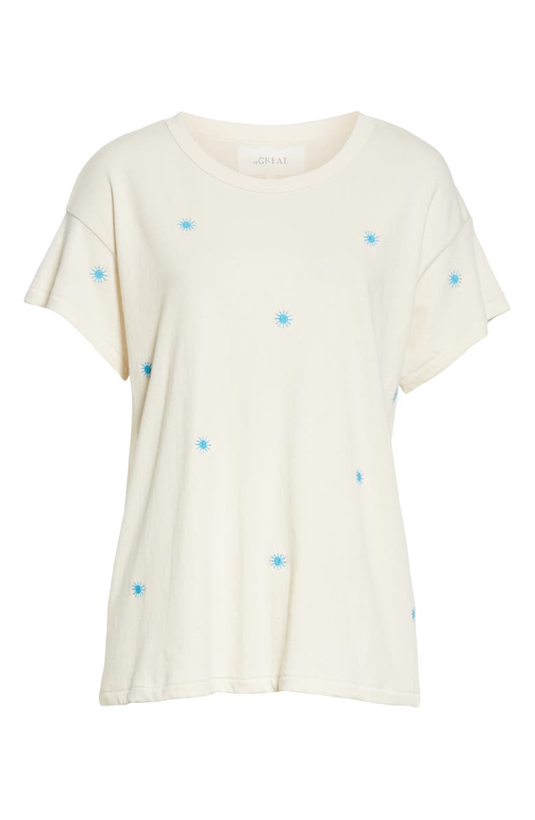 THE GREAT. The Embroidered Boxy Crew Tee, Alternate, color, 