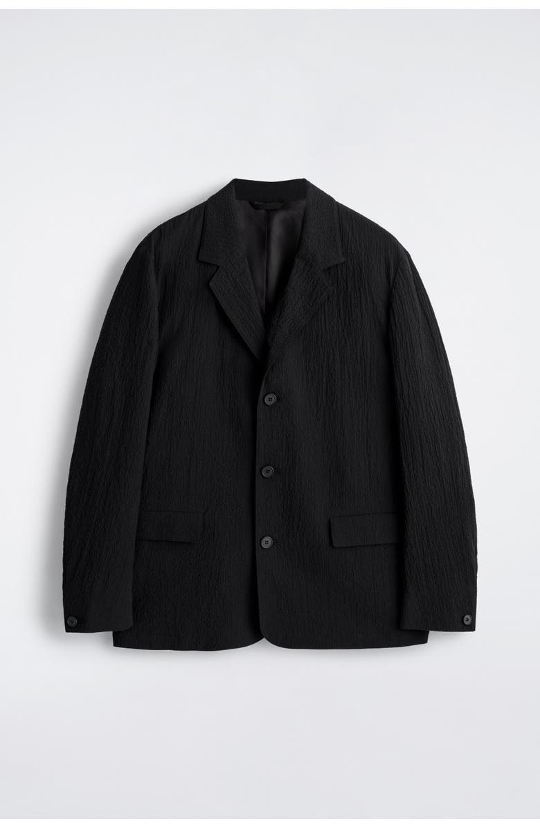 COS Unstructured Seersucker Blazer, Alternate, color, Black