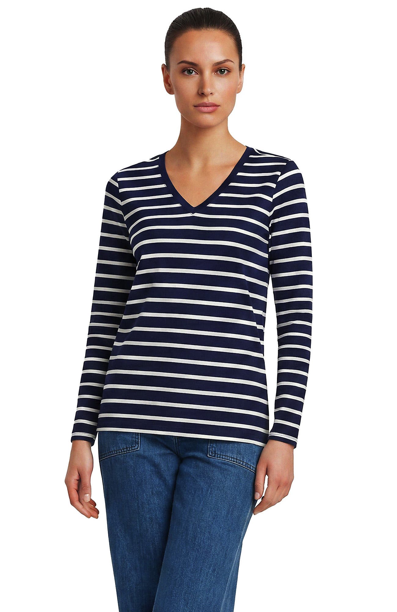 Deep Sea/Ivory Breton Stripe