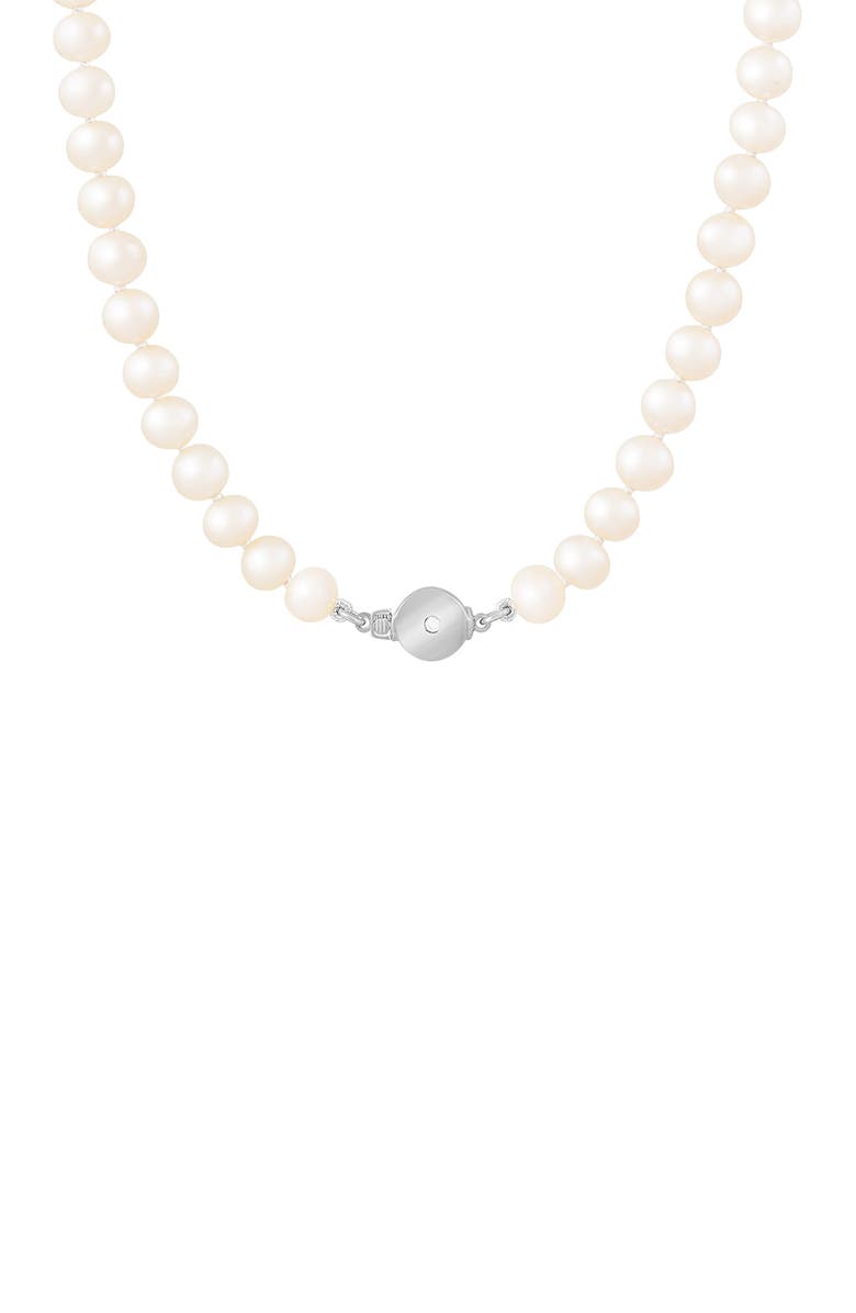 SPLENDID PEARLS Rhodium Plated Sterling Silver 7-8mm White Freshwater Pearl Necklace, Alternate, color,