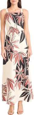 Maggy London Leaf Print Maxi Dress
