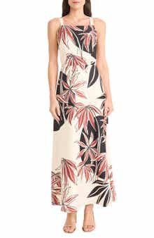 Maggy London Leaf Print Maxi Dress