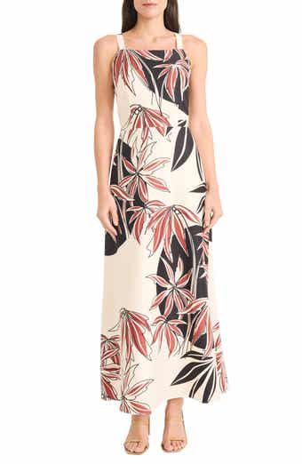 Maggy London Leaf Print Maxi Dress
