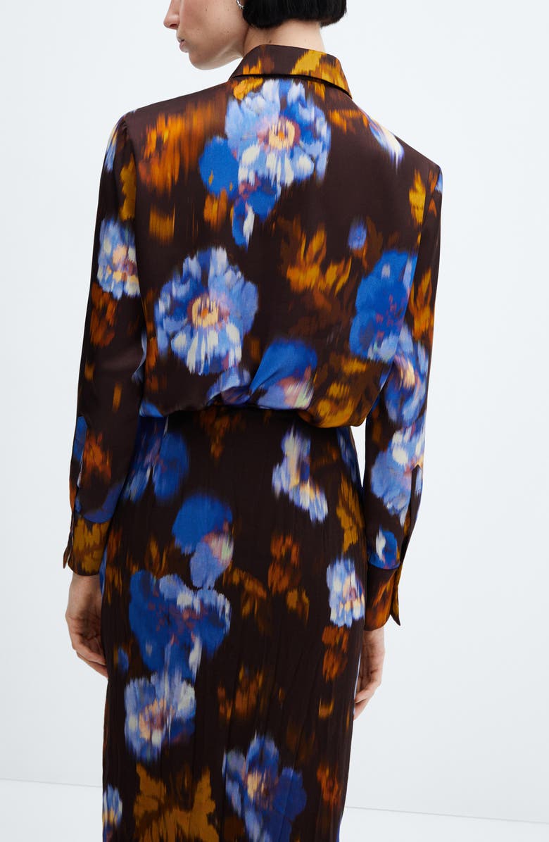 MANGO Print Satin Button-Up Shirt, Alternate, color, 