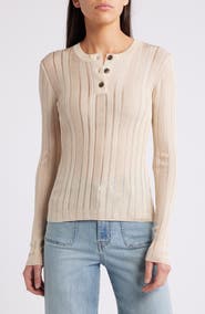 FRAME Laddered Ribbed Long Sleeve Henley