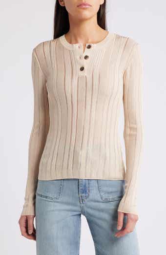 FRAME Laddered Ribbed Long Sleeve Henley