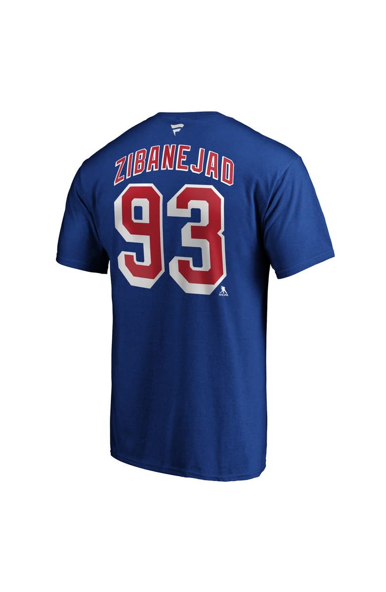FANATICS Men's Fanatics Branded Mika Zibanejad Blue New York Rangers Team Authentic Stack Name & Number T-Shirt, Alternate, color, Blue