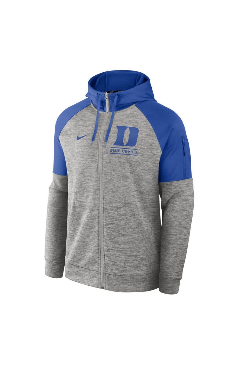 Nike Men's Nike Heather Gray Duke Blue Devils Fitness Raglan Performance Full-Zip Hoodie, Alternate, color, 