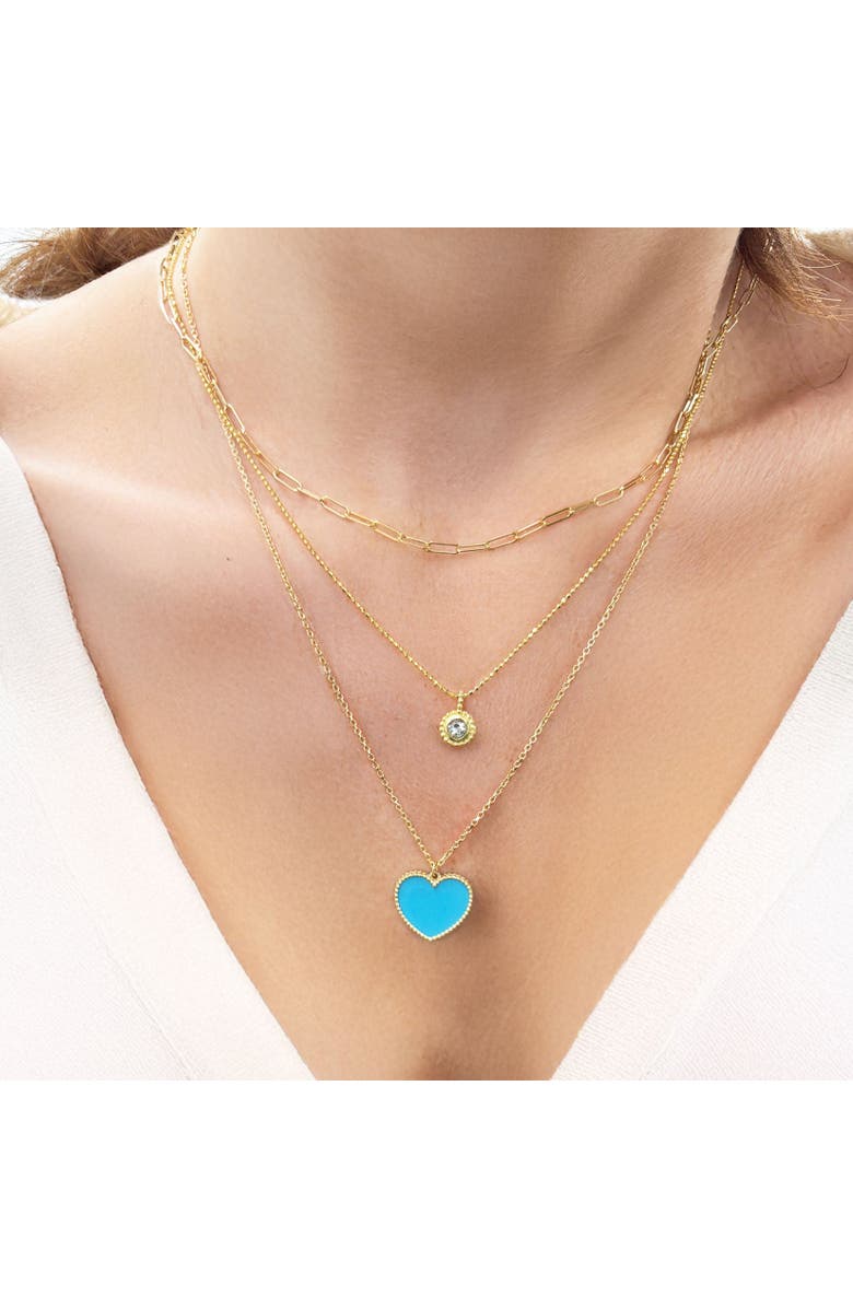 The Lovery Fine Jewelry Aquamarine Beaded Bezel Necklace, Alternate, color, Aquamarine