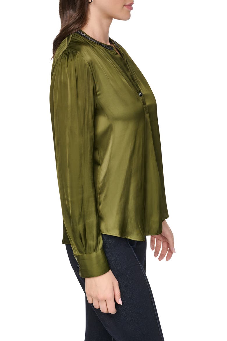Park Satin Top, Alternate, color, DARK OLIVE