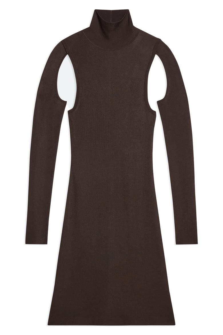 Mock Neck Long Sleeve Cutout Dress, Alternate, color, ESPRESSO - D1P
