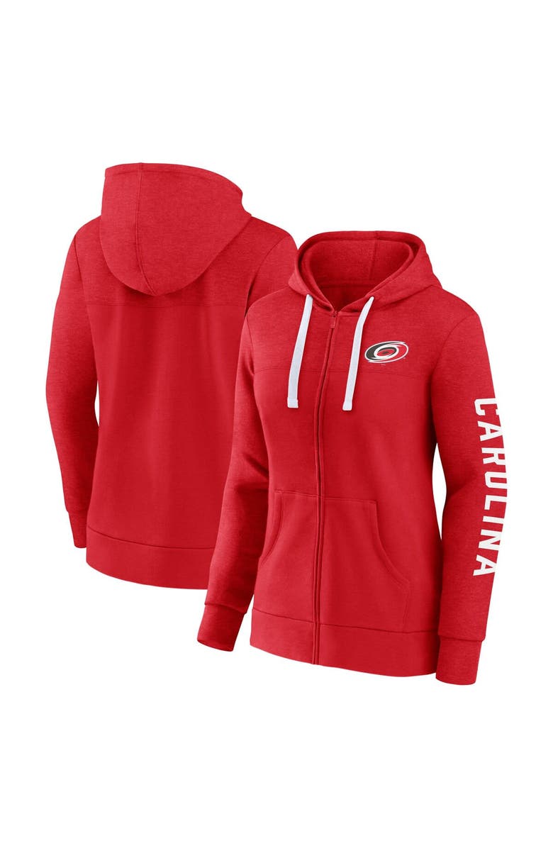 FANATICS Women's Fanatics Branded  Heather Red Carolina Hurricanes City Ties Full-Zip Hoodie, Alternate, color, 