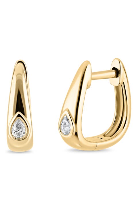 18K Gold Monaco 12mm Diamond Huggie Earrings